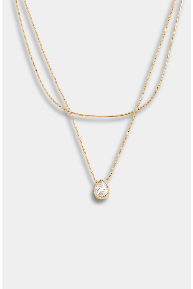 Elisa Layered Necklace, Reversible Pear Pendant, Main, color, Gold