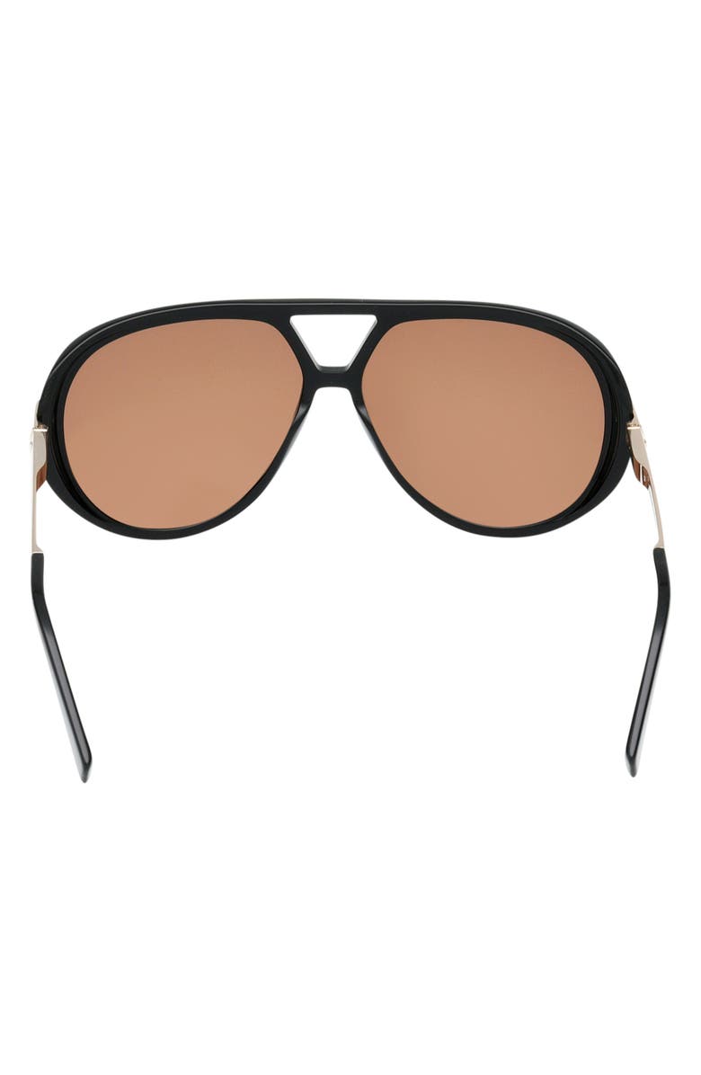 ABERCROMBIE & FITCH 60mm Pilot Sunglasses, Alternate, color, Shiny Black / Brown