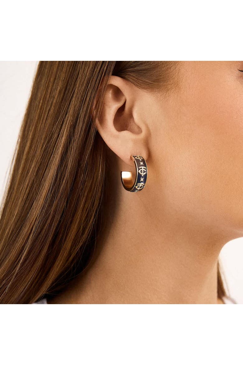 x BaubleBar Minnesota Twins Enamel Hoop Earrings, Alternate, color, Gold