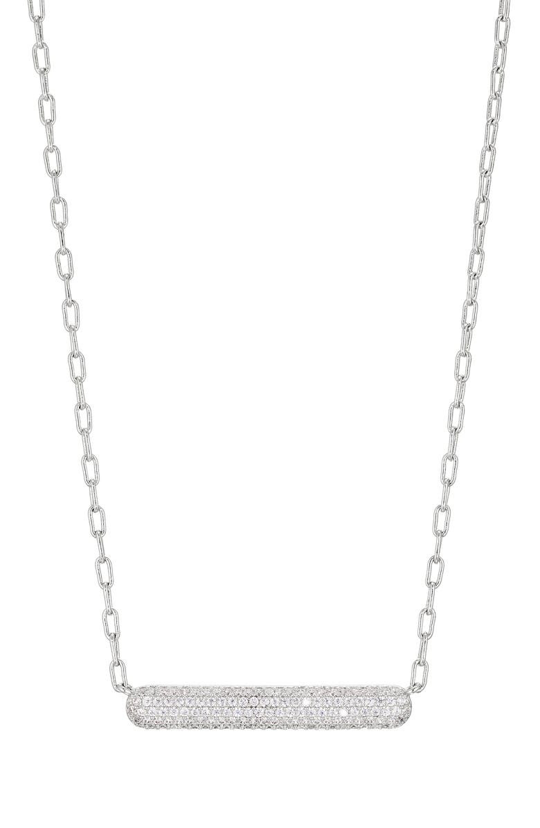 Nadri Frost Pavé Bar Pendant Necklace, Main, color, 
