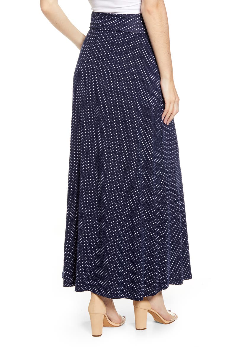 Roll Top Maxi Skirt, Alternate, color, NAVY/ IVORY