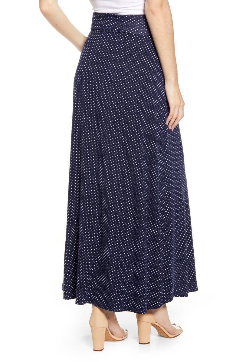 Loveappella Roll Top Maxi Skirt, Alternate, color, Navy/ Ivory