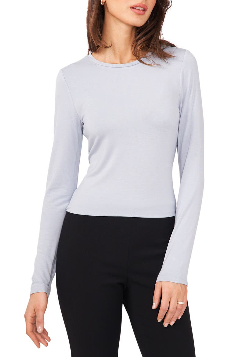 Crewneck Long Sleeve T-Shirt, Main, color, BLUE FOG