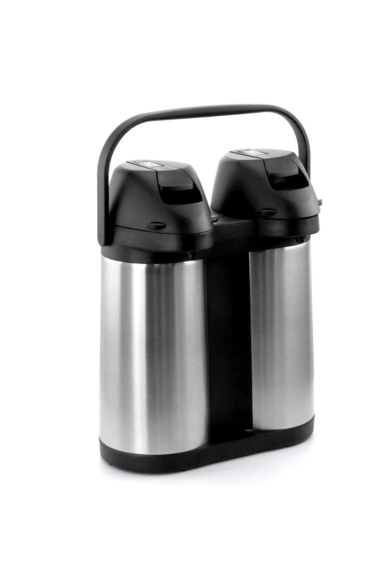 Dual 2 Quart Stainless Steel Airpot, Hot Water Dispenser for Coffee and Tea, Main, color, Silver
