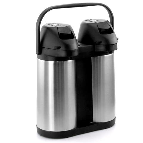 Dual 2 Quart Stainless Steel Airpot, Hot Water Dispenser for Coffee and Tea