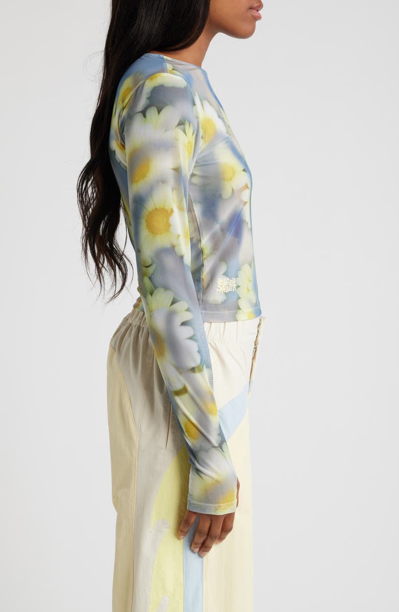 PUMA x Collina Strada Mesh Long Sleeve Top, Alternate, color, Yellow Pear-Aop