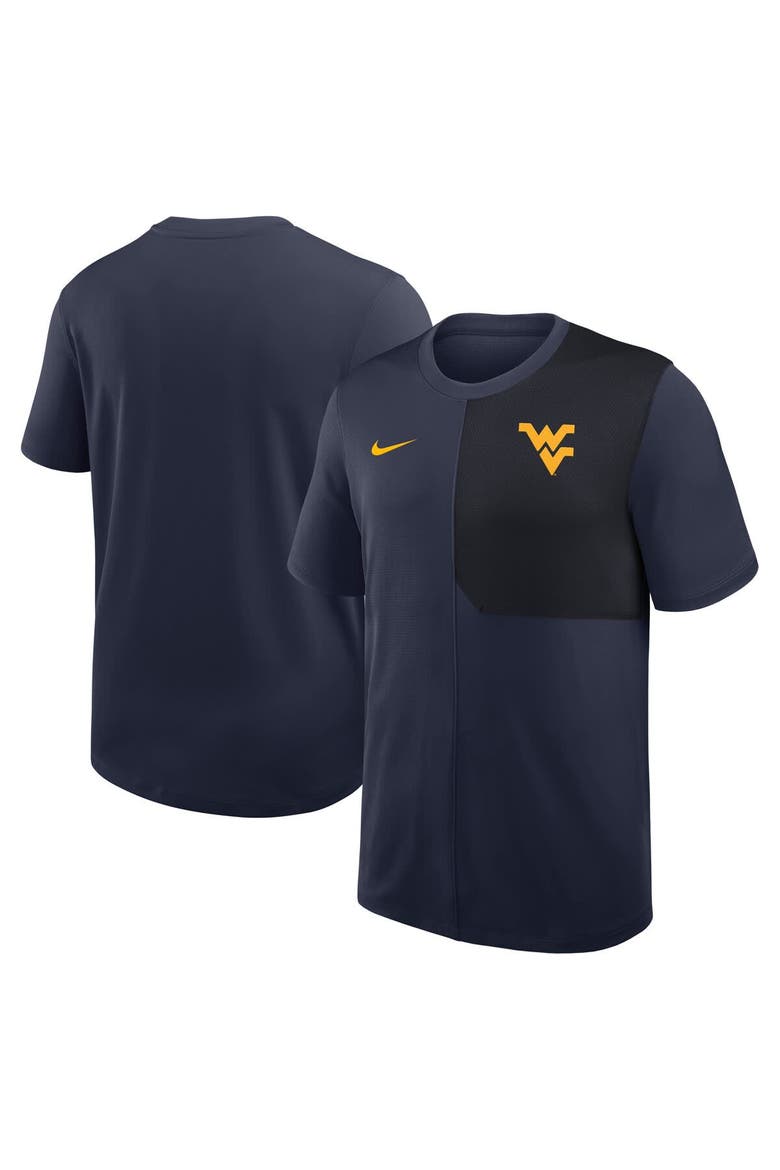 Men's Nike Navy West Virginia Mountaineers 2025 Sideline UV Performance Coach T-Shirt, Alternate, color, Navy