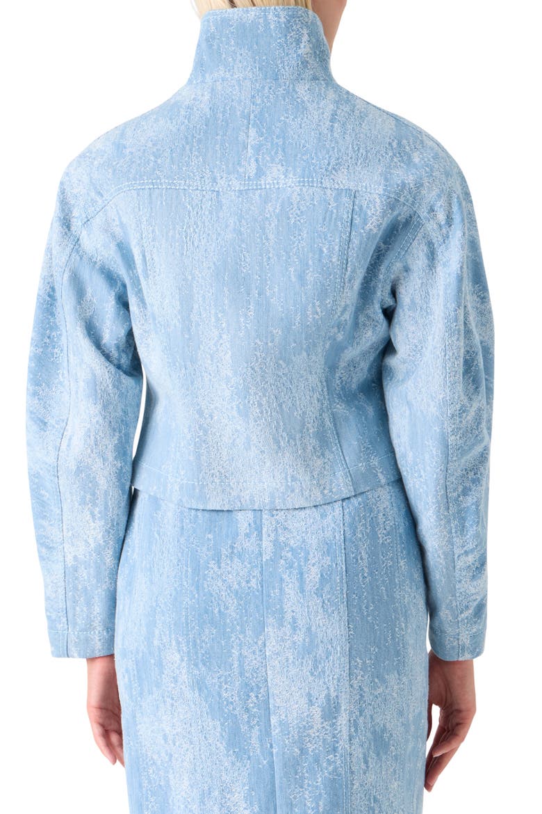 Egg Shape Cotton Denim Jacquard Jacket, Alternate, color, SKY BLUE DENIM