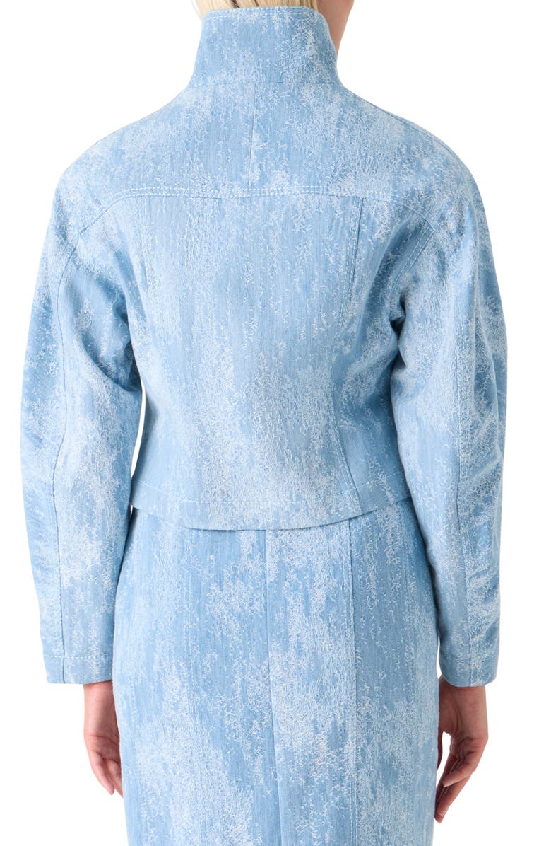 Akris punto Egg Shape Cotton Denim Jacquard Jacket, Alternate, color, Sky Blue Denim
