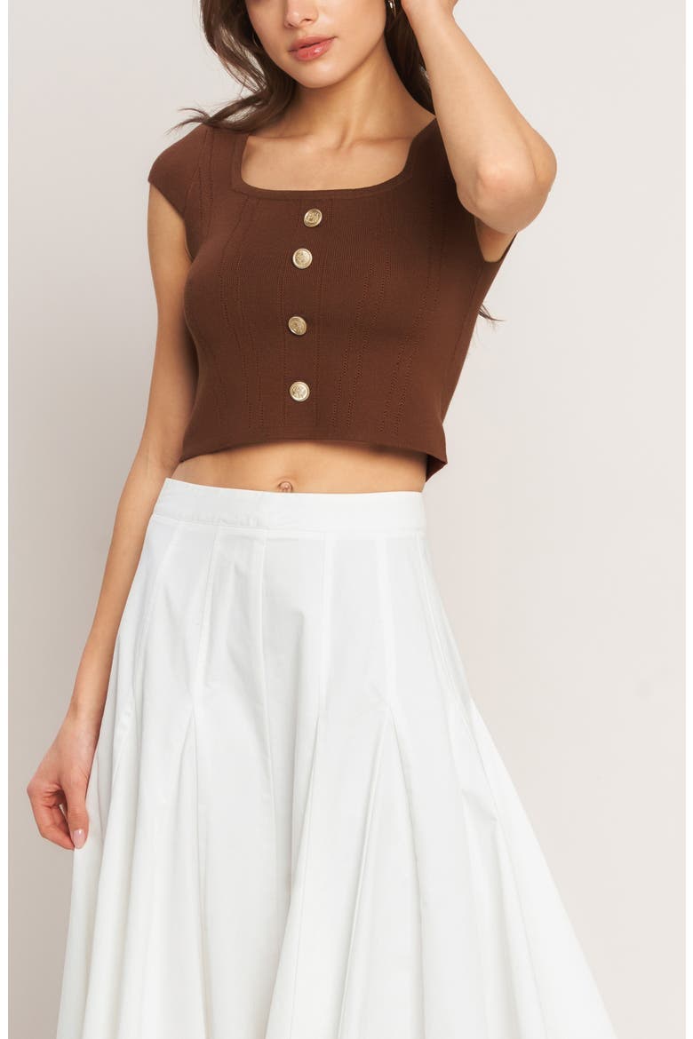 Square Neck Knit Crop Top, Alternate, color, BROWN