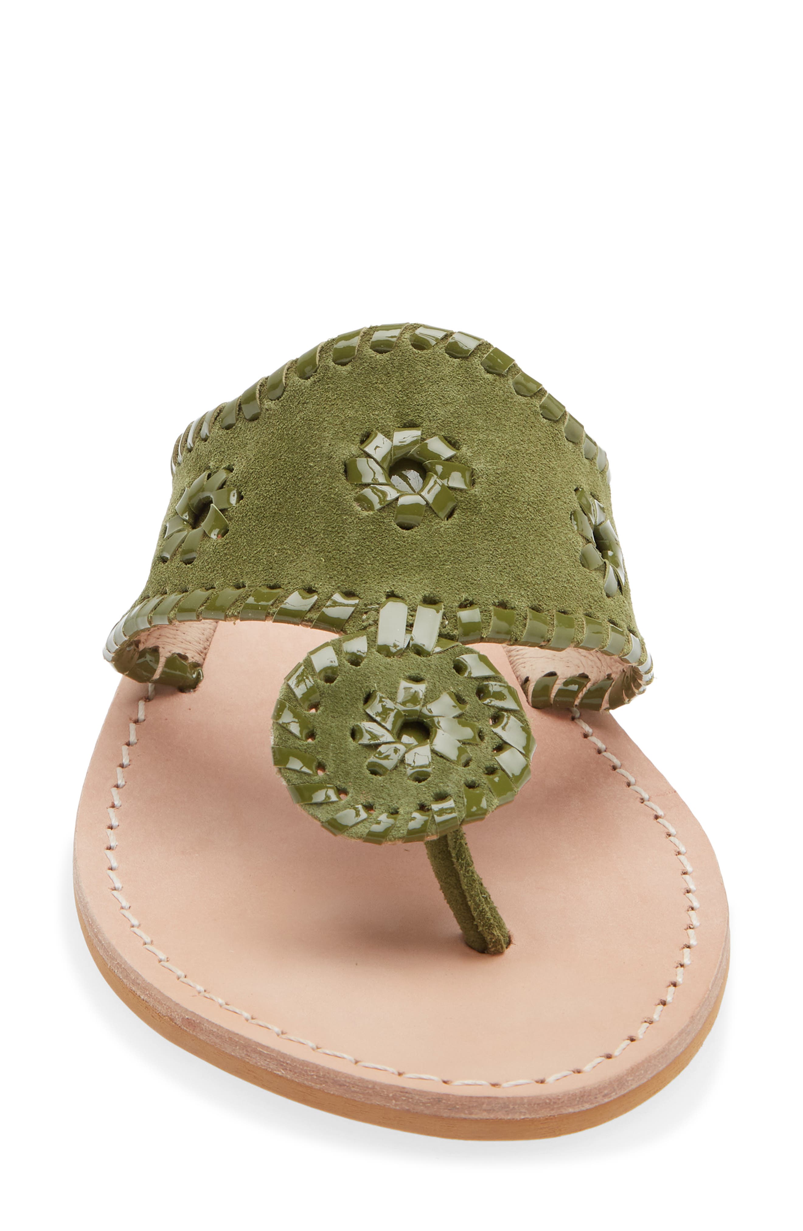 Jack Rogers Jacks Flat Leather Sandal, Alternate, color, Olive