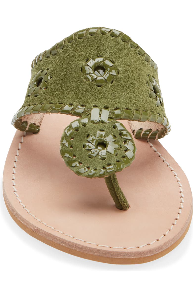 Jack Rogers Jacks Flat Leather Sandal, Alternate, color, Olive