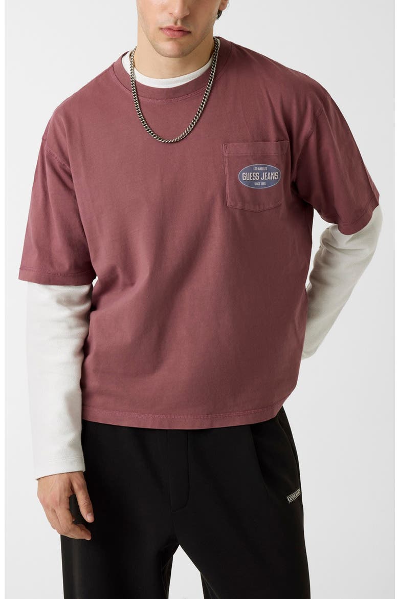 Boxy Spirit Layered Look Graphic T-Shirt, Main, color, SOFT BERRY MULTI