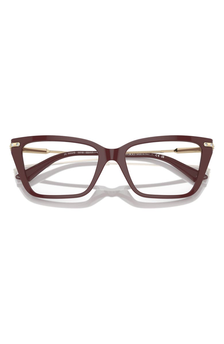 Jimmy Choo 53mm Cat Eye Optical Glasses, Alternate, color, Red / Demo Lens