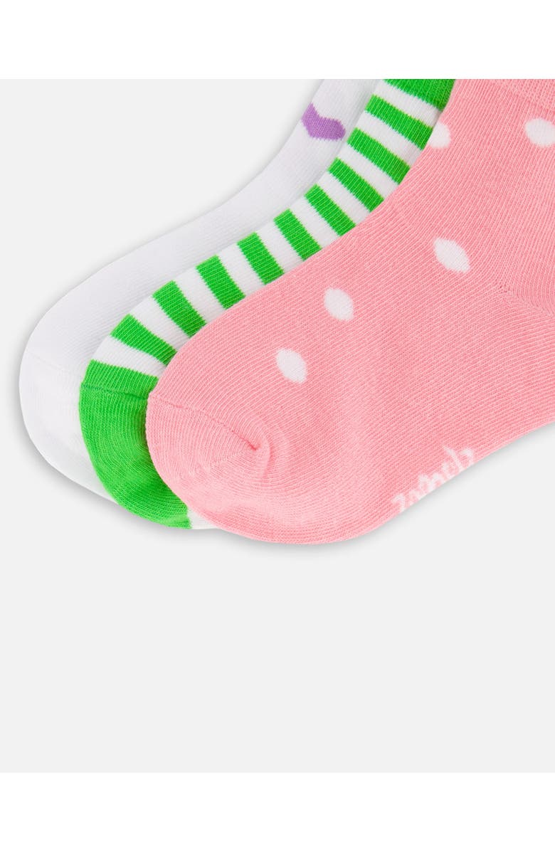Deux par Deux Allover Prints Striped Cotton Socks, Alternate, color, Striped Green