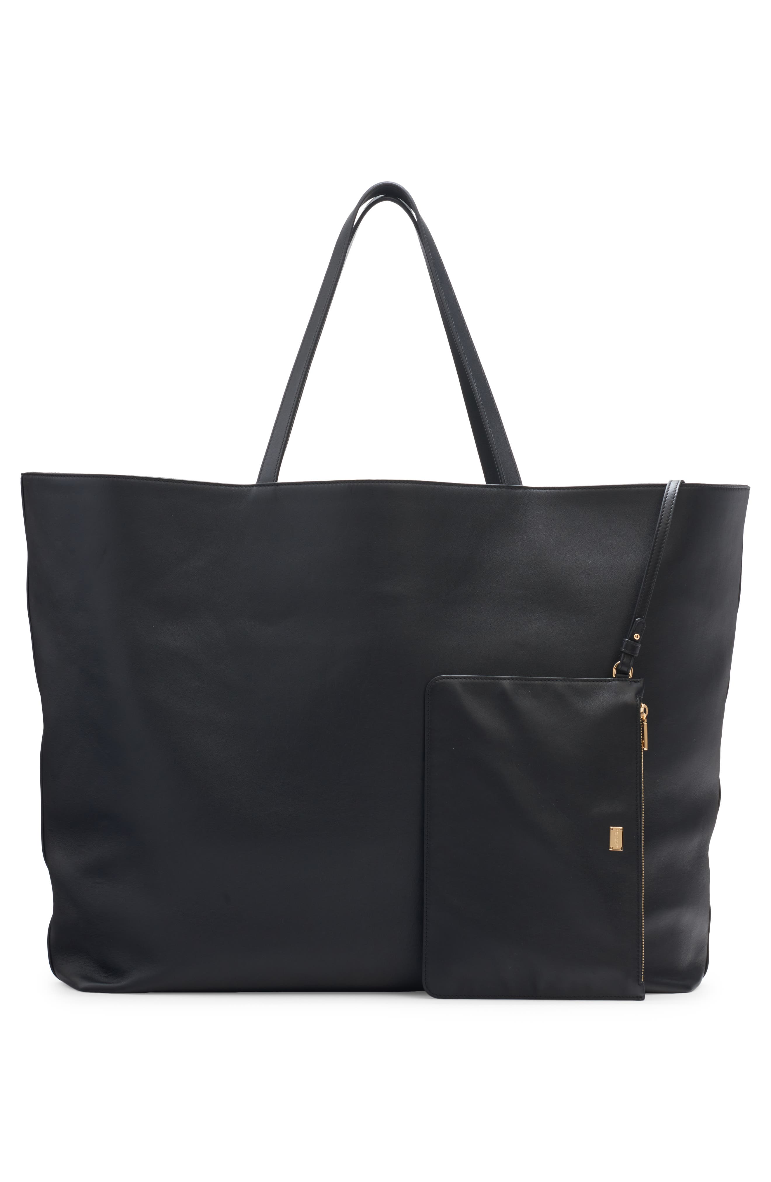 Dolce&Gabbana DG Logo Leather Tote, Alternate, color, Nero