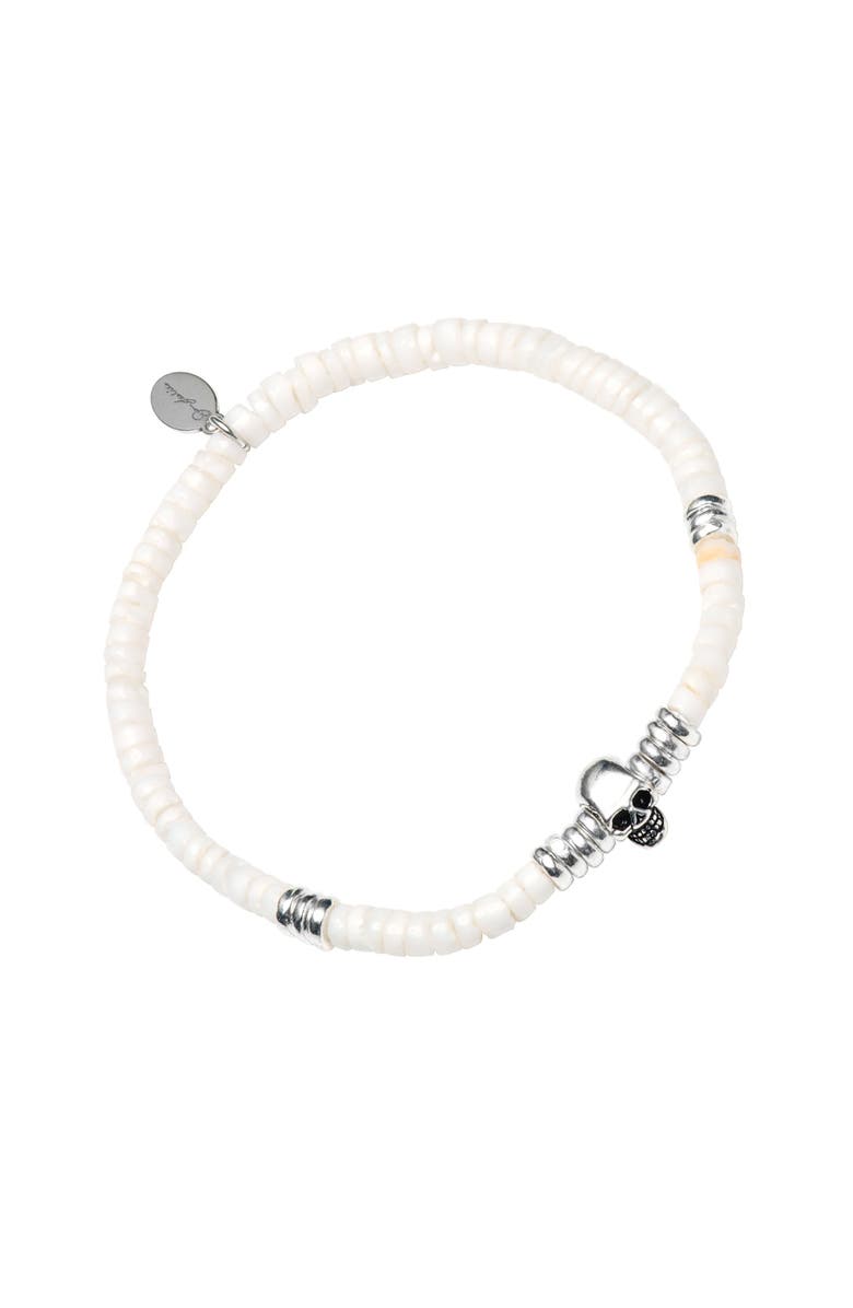 Jan Leslie Sterling Silver Skull And White Shell Beaded Bracelet, Main, color, White
