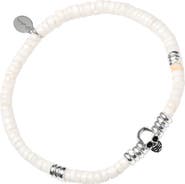 Jan Leslie Sterling Silver Skull And White Shell Beaded Bracelet