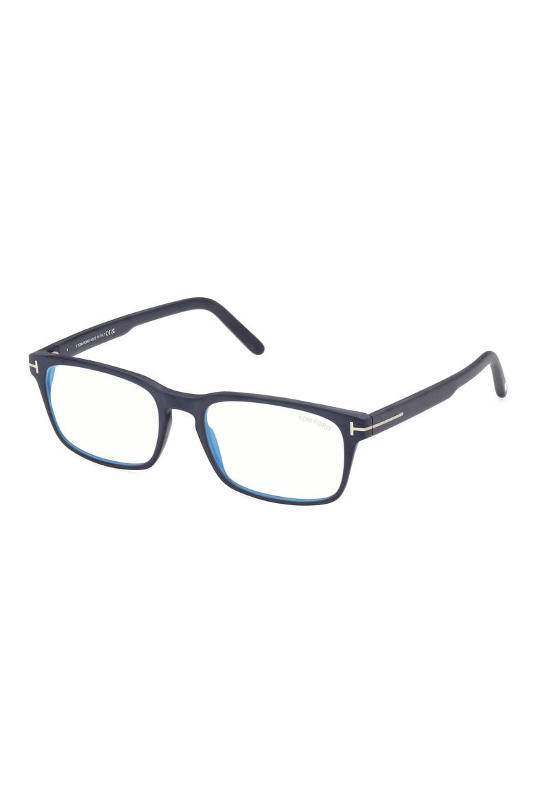 54mm Rectangular Blue Light Blocking Glasses, Alternate, color, DEEP BLUE / T LOGO