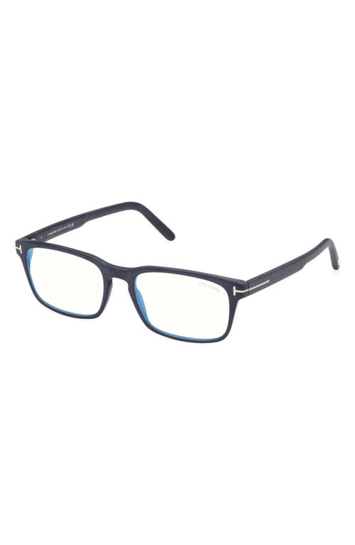 Tom Ford 54mm Rectangular Blue Light Blocking Glasses In Blue