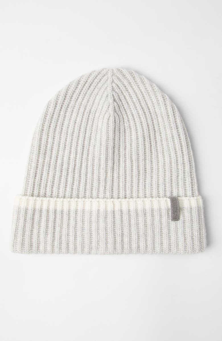 Brunello Cucinelli Knit beanie, Alternate, color, Light Grey