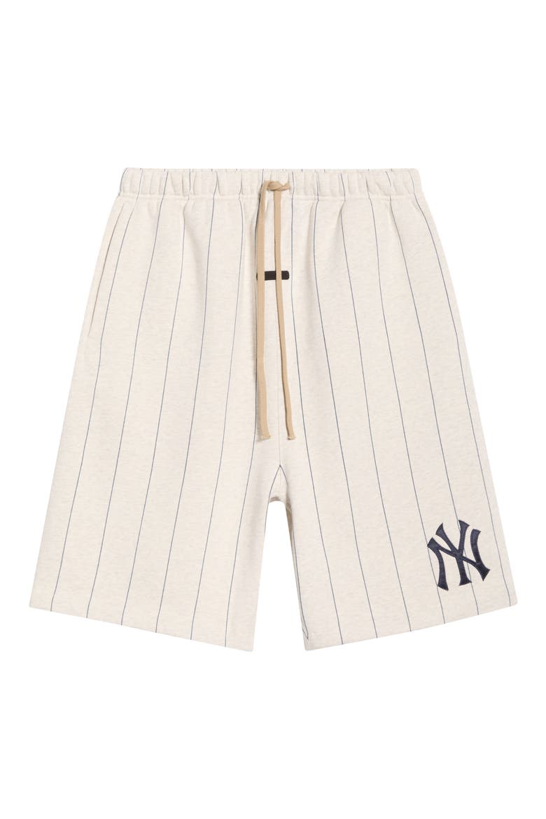 x MLB Yankees '90s Drawstring Cotton Blend Sweat Shorts, Alternate, color, OATMEAL HEATHER/ PINSTRIPES
