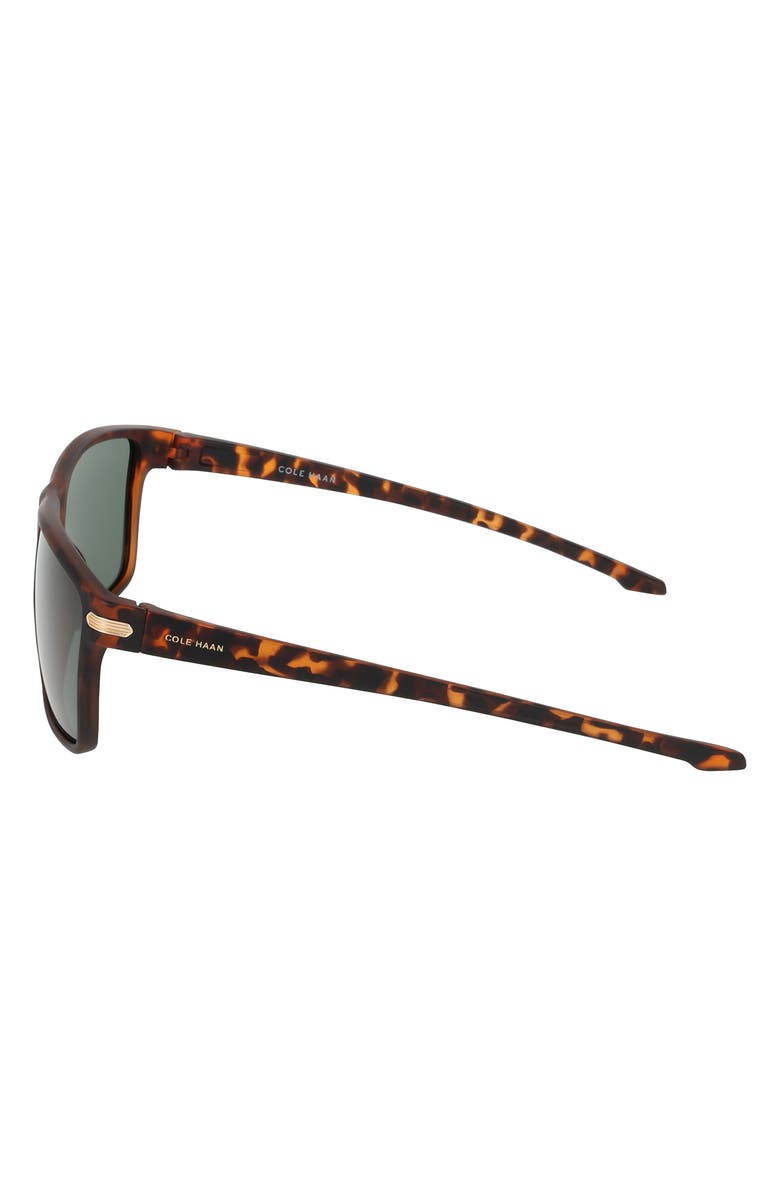 Cole Haan 62mm Rectangle Polarized Sunglasses, Alternate, color, Tortoise