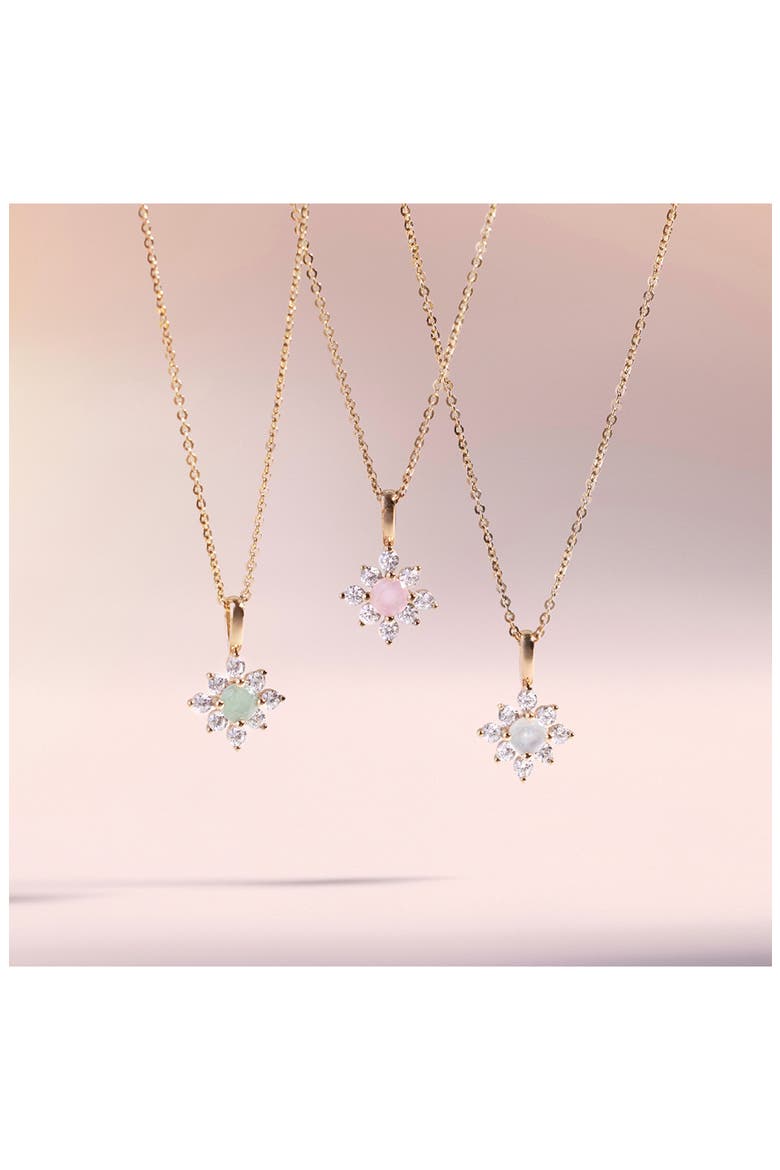 Lumi Flora Charm Necklace, Alternate, color, GOLD VERMEIL/ CLEAR