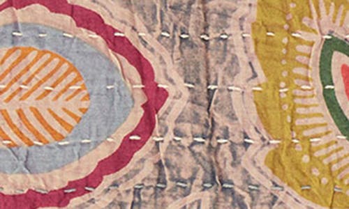 Taj Hotel Vintage Cotton Kantha Throw Blanket In Grey Floral