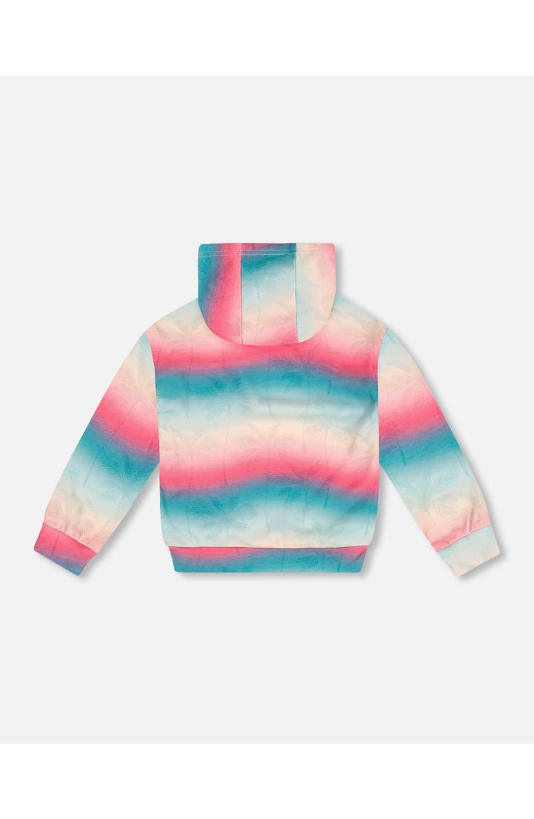 Deux par Deux Little Girl's French Terry Hooded Sweatshirt Printed Tie Dye Waves, Alternate, color, 