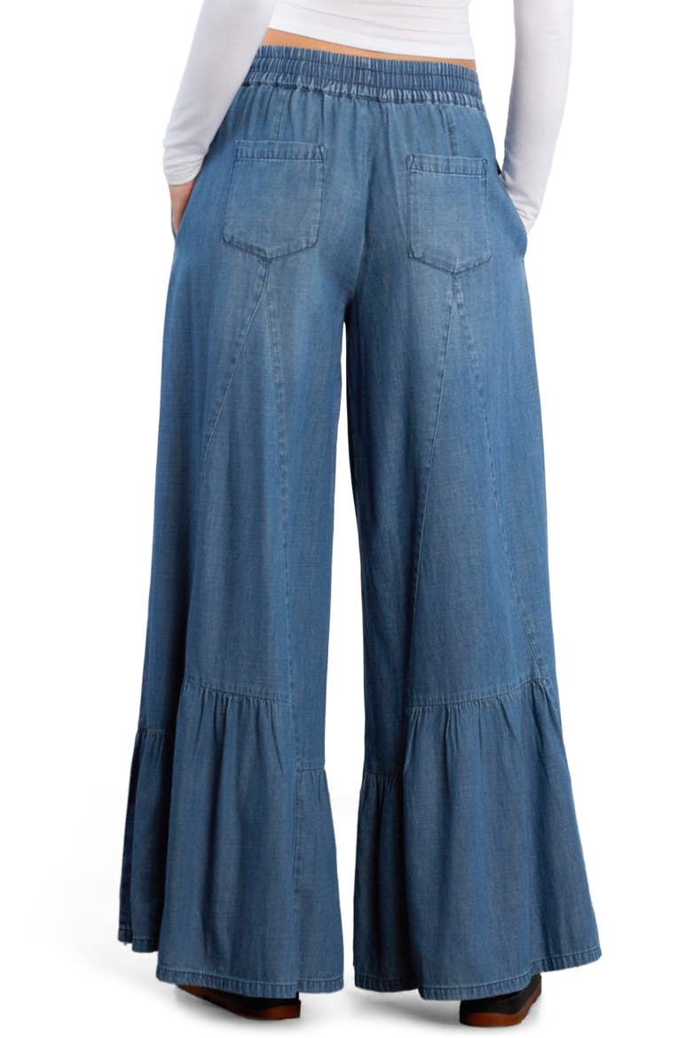 Drawstring Waist Tiered Pants, Alternate, color, VINTAGE DENIM