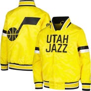 STARTER Youth Starter Yellow Utah Jazz Home Game Varsity Satin Full-Snap Jacket