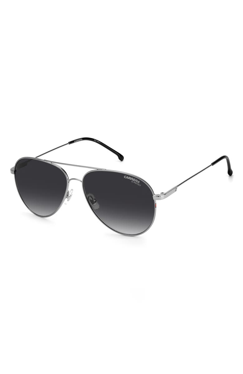 Carrera Eyewear 58mm Aviator Sunglasses, Alternate, color, Ruthenium / Grey Shaded