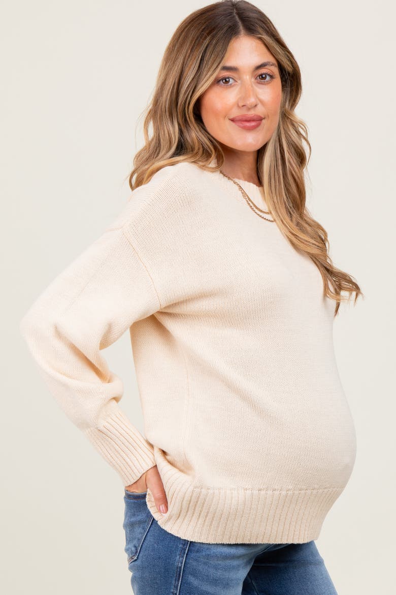 Drop Shoulder Oversized Sweater, Alternate, color, Cream