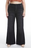 Bayeas Frayed Mid Rise Wide Leg Jeans