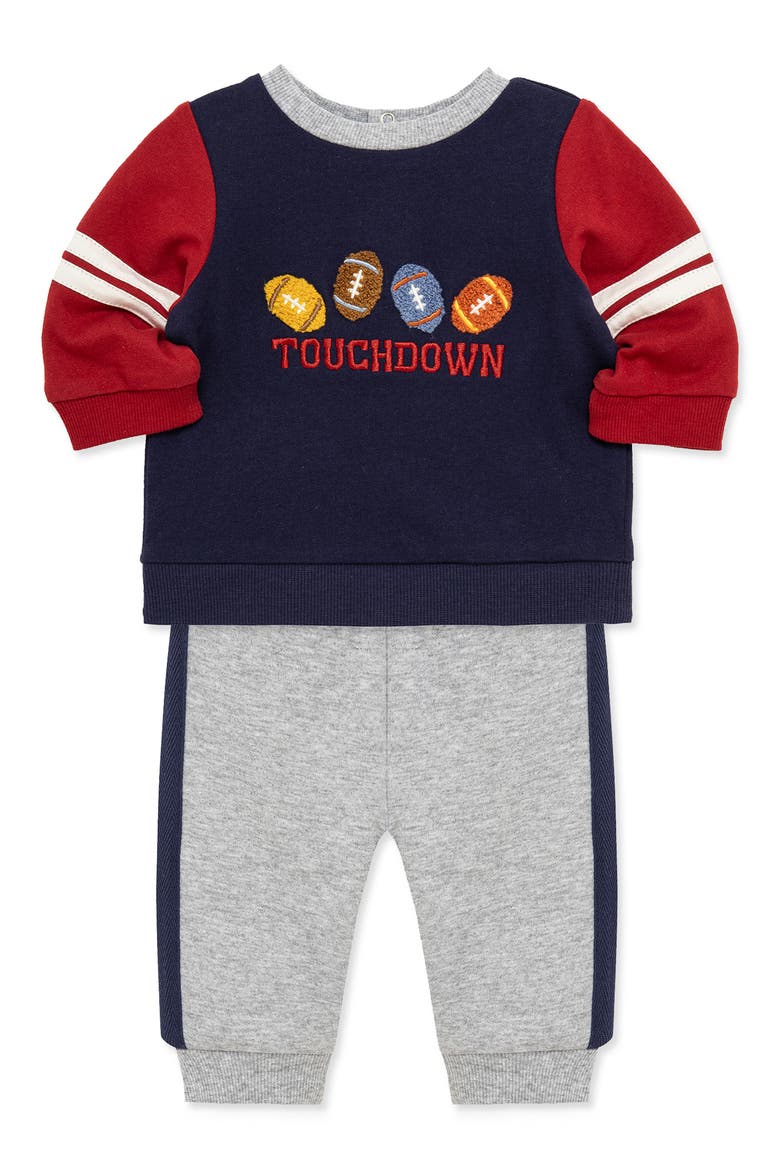 Touchdown Crewneck Sweatshirt & Joggers Set, Alternate, color, BLUE/ MULTI