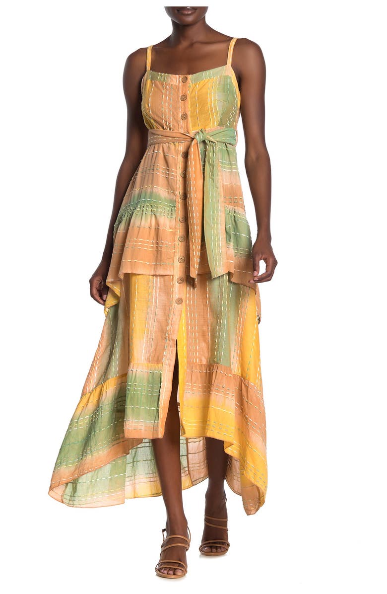 Z AND L EUROPE Square Neck Patchwork Maxi Dress, Main, color, 