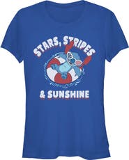 Lilo & Stitch Junior's Lilo & Stitch Stars Stripes and Sunshine  Graphic T-Shirt