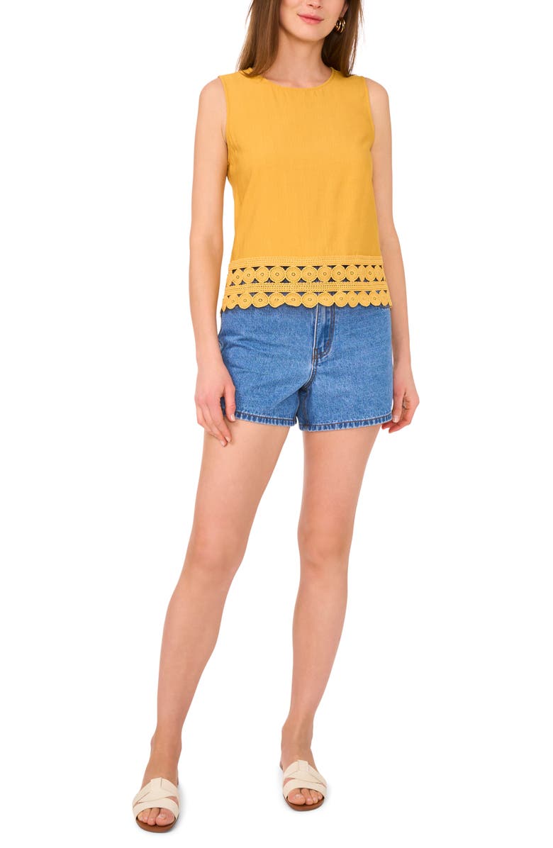 Vince Camuto Circle Lace Trim Tank, Alternate, color, Golden Spice