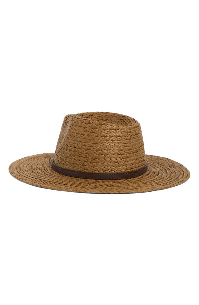 Vince Camuto Horsebit Straw Panama Hat, Alternate, color, Chocolate