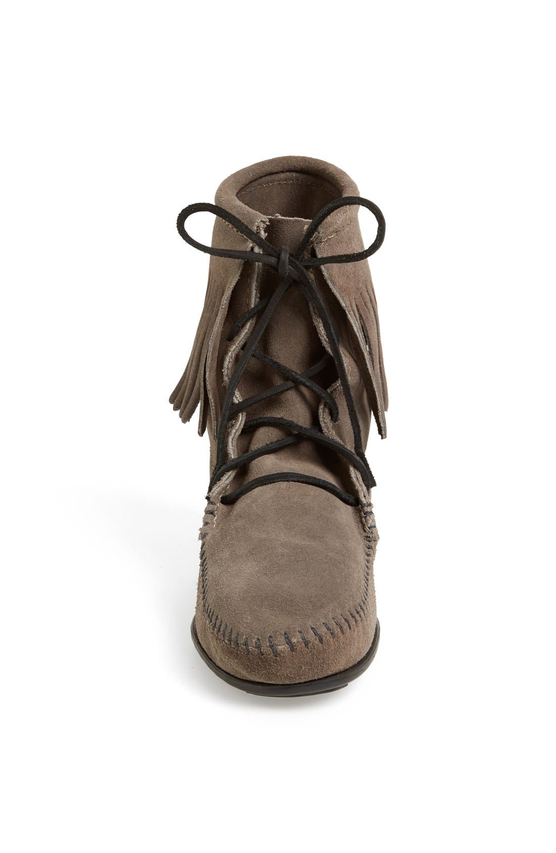 'Tramper' Fringed Suede Ankle Bootie, Alternate, color, GREY