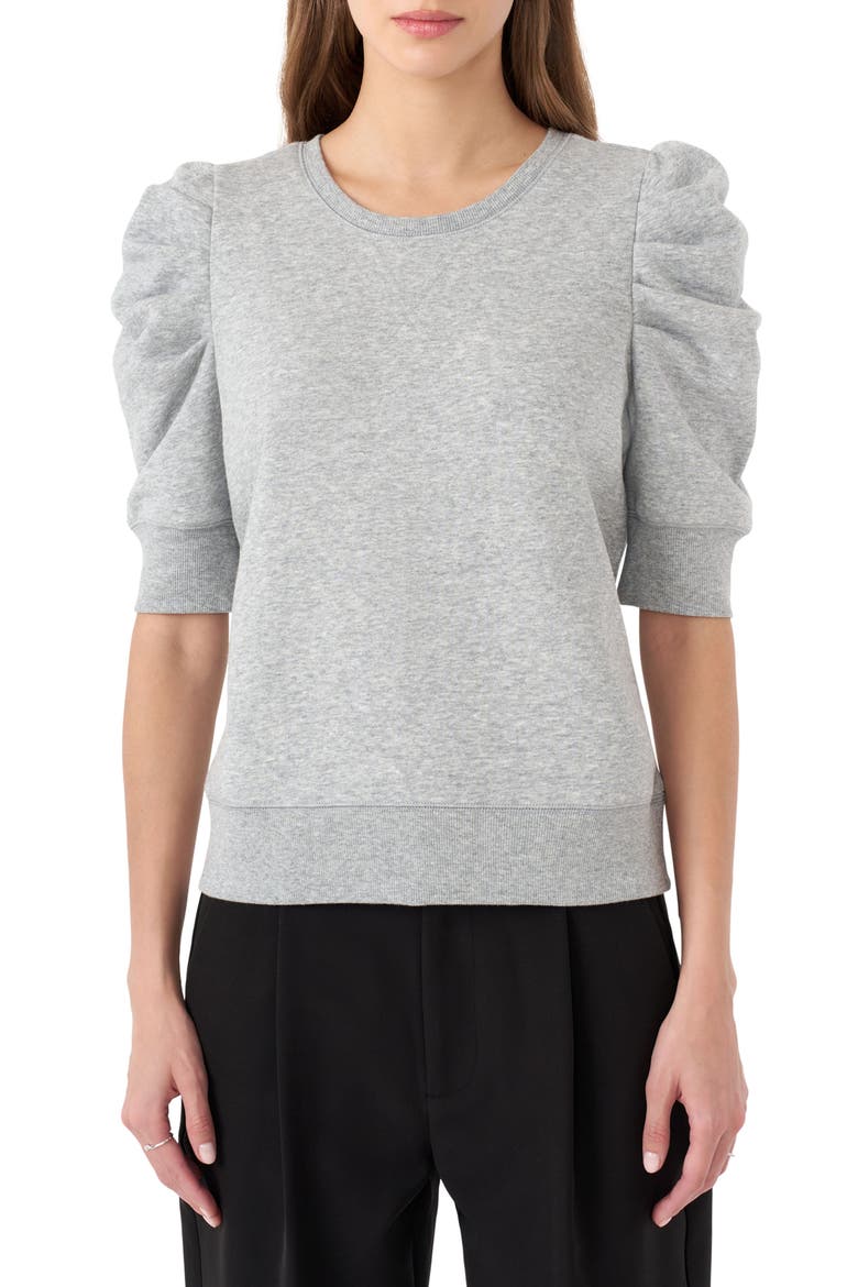 Janine Puff Sleeve Sweatshirt, Main, color, HEATHER GREY