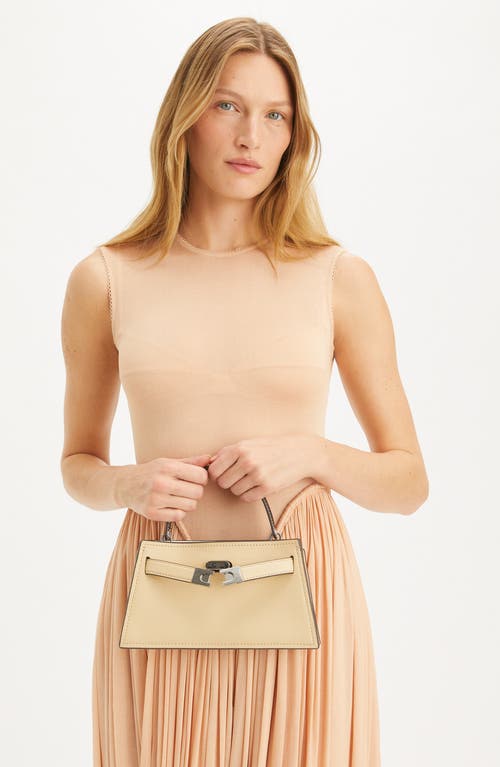 Tory Burch Petite Lee Radziwill Leather Double Bag In Light Camel