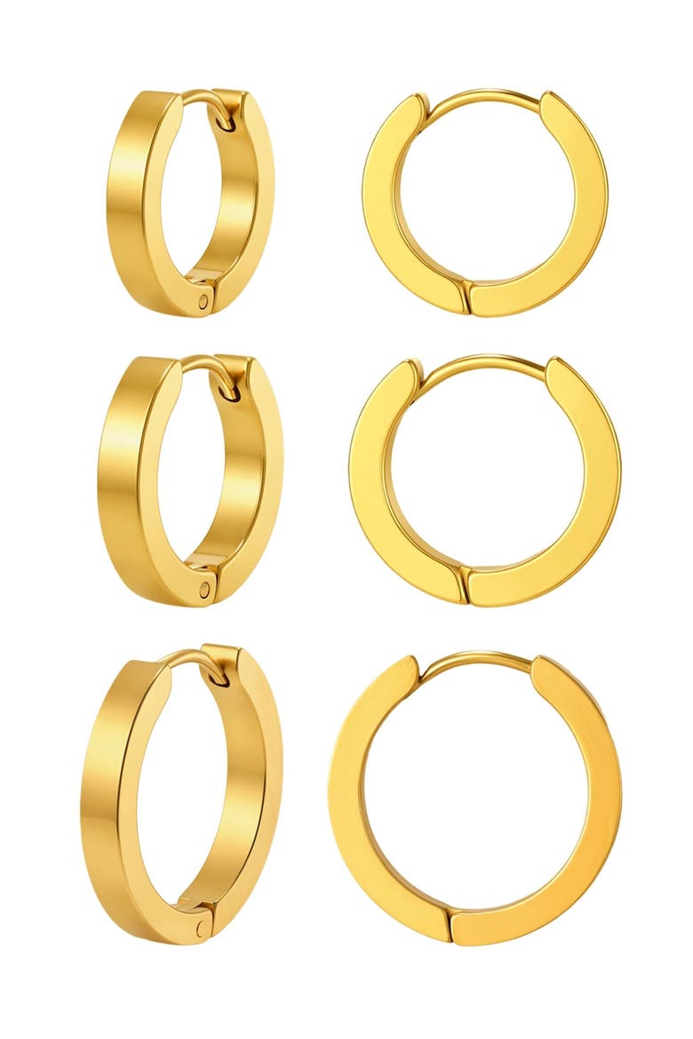 Set of 3 Hoop Earrings, Main, color, GOLD