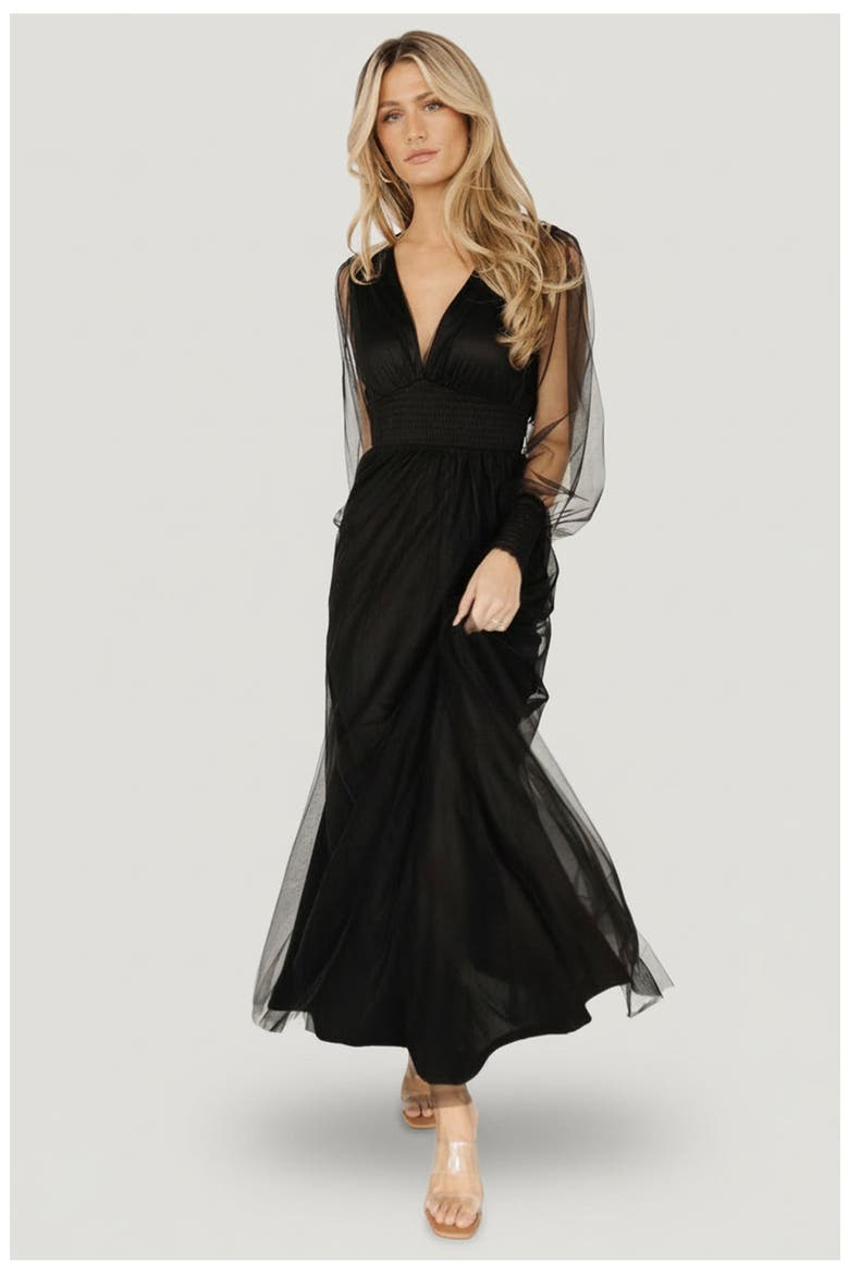 Layla Tulle Maxi Dress, Main, color, Black