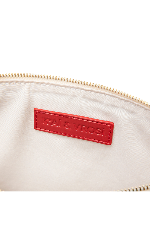 Kai & Vrosi K'ai & Vrosi Apollon Calfskin & Handloomed Fabric Clutch In Red
