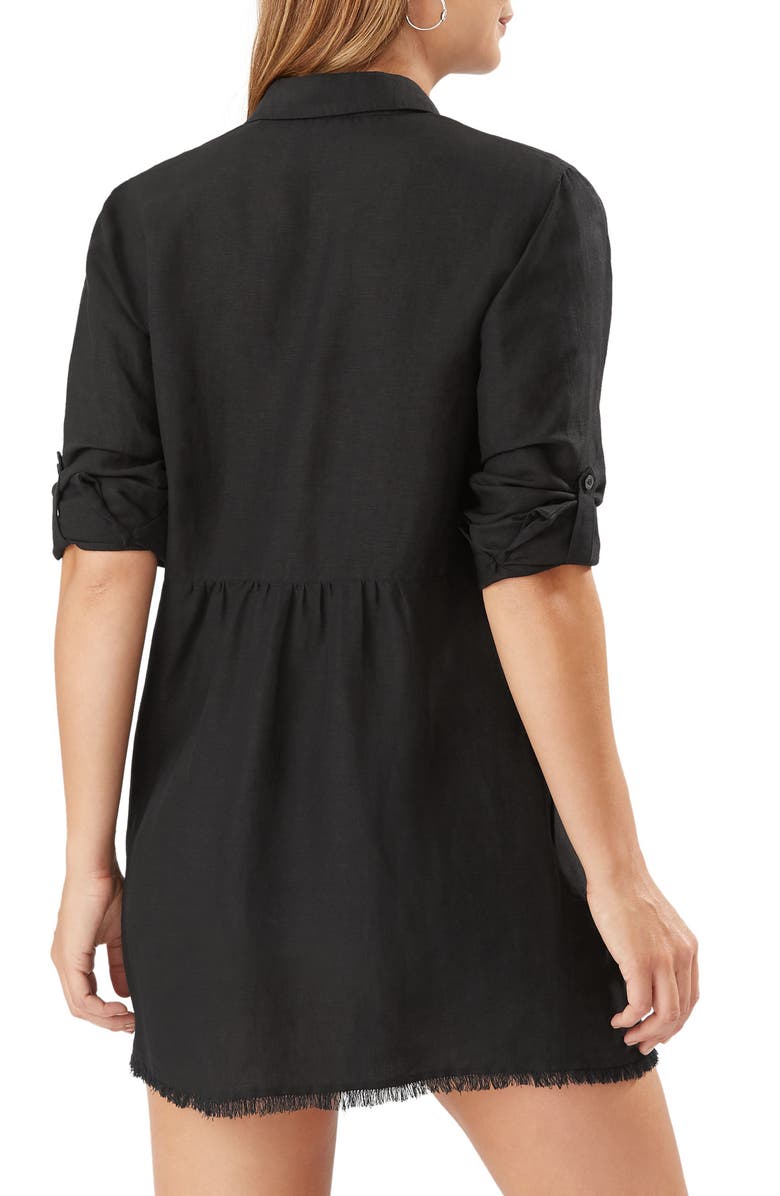 Tommy Bahama Lucia Linen Blend Boyfriend Shirt, Alternate, color, Black