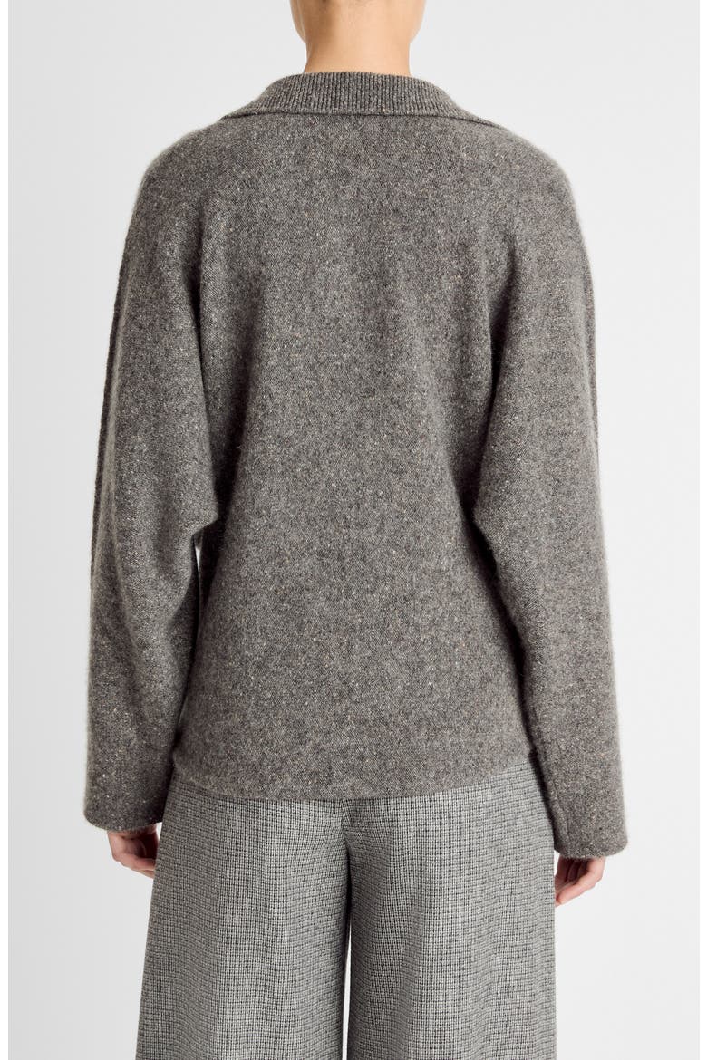 Donegal Cashmere Polo Sweater, Alternate, color, MEDIUM HEATHER GREY