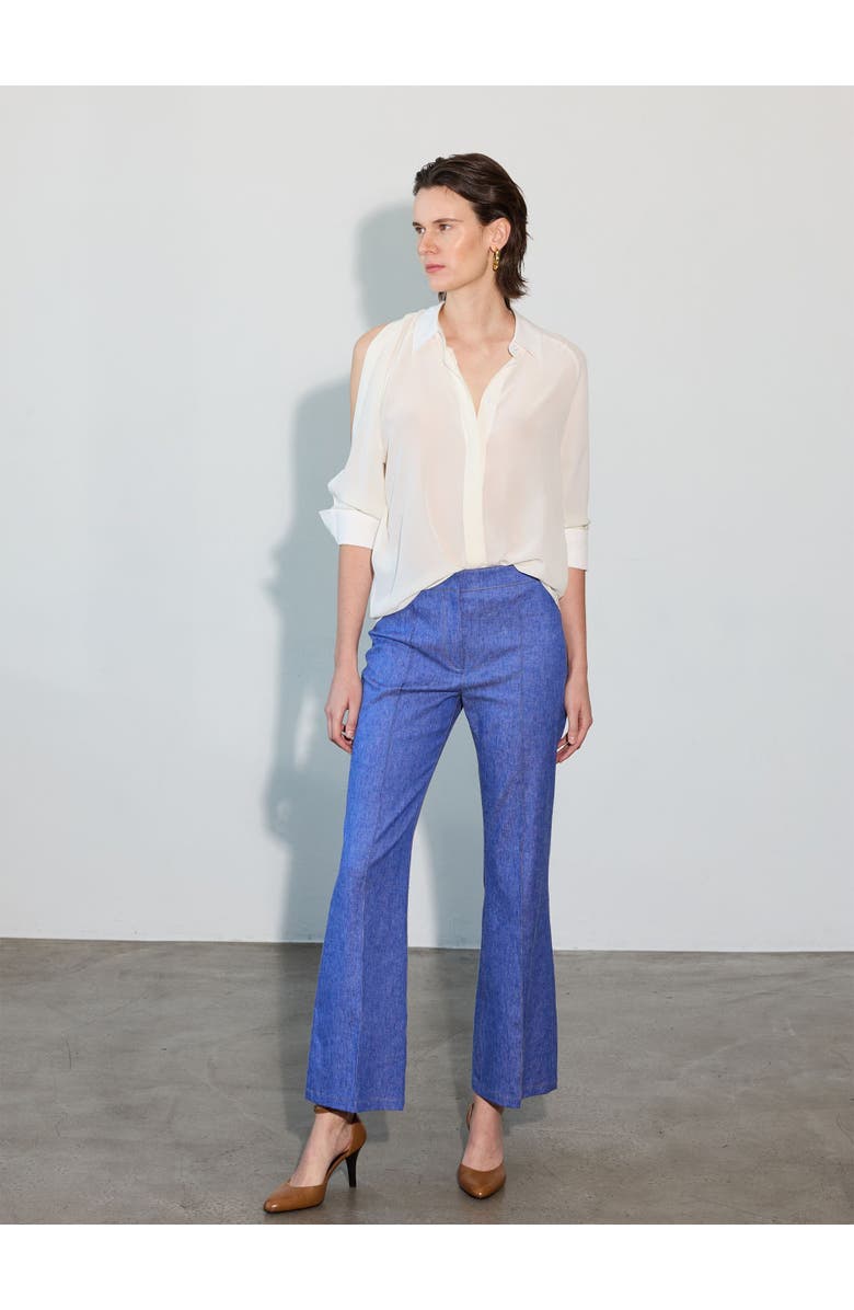 Callas Milano Lola DENIM Stretch Crepe Cropped Flare Trouser, Alternate, color, Blue