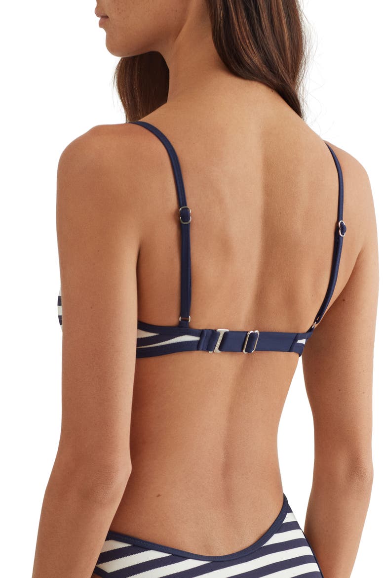 Tipped Stripe Bikini Top, Alternate, color, WHITE/NAVY